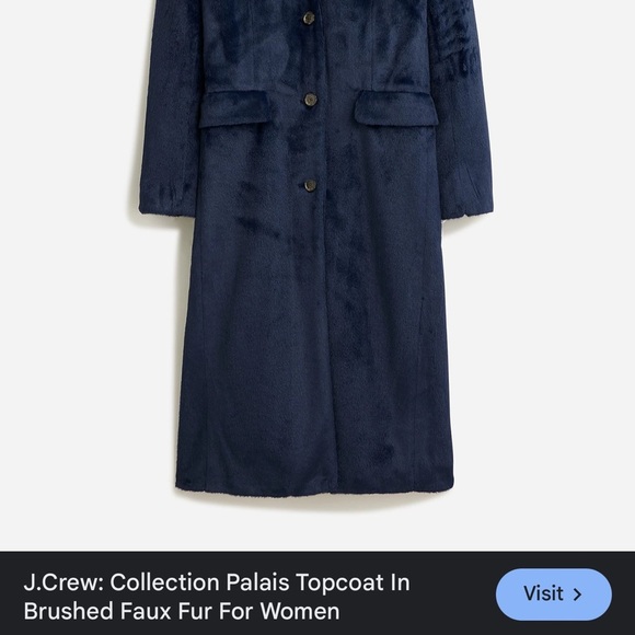NWT J.Crew Collection Palais Topcoat in brushed Faux Fur Navy SZ 14 BU455 - Picture 9 of 10